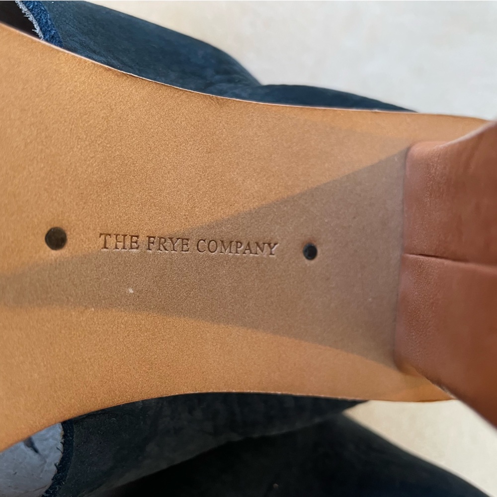 Frye Sofia Navy Suede Lace Up Block 4”Heel Sandal… - image 3